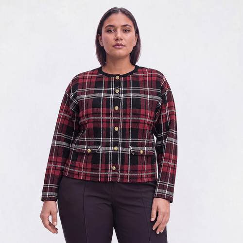 Plus Size Preswick & Moore(R) Long Sleeve Plaid Jacket